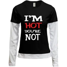 Комбинированный лонгслив I`m hot you are not